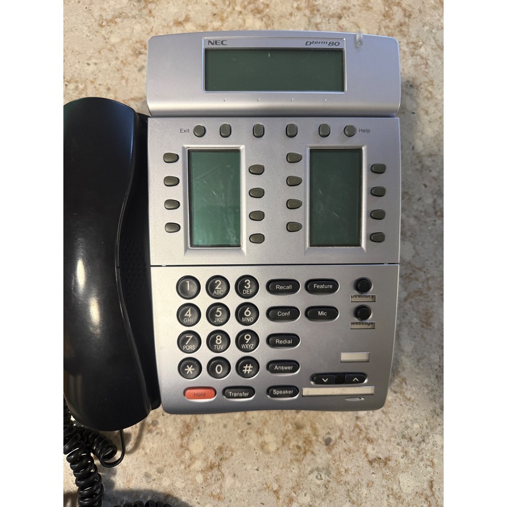 NEC Dterm 80 DTR-16LD-2 BK‎ Business Phone Silver Black Office Telephone